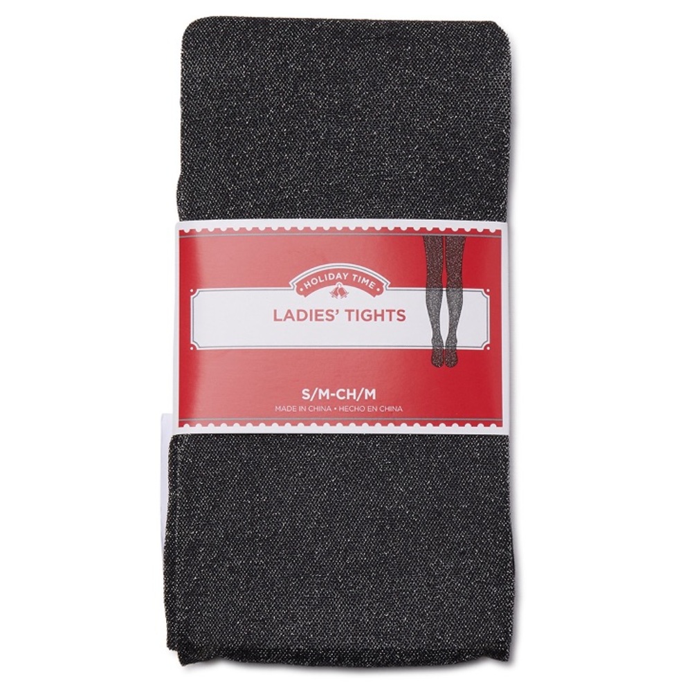 Women's Black/Silver Glitter Tights